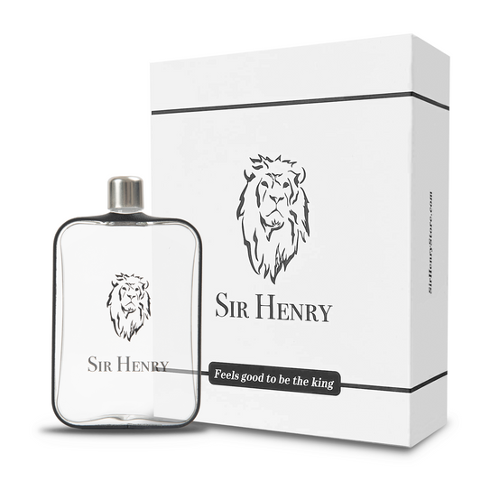 Sir Henry Classic 6 OZ Glass Hip Flask Gift Box