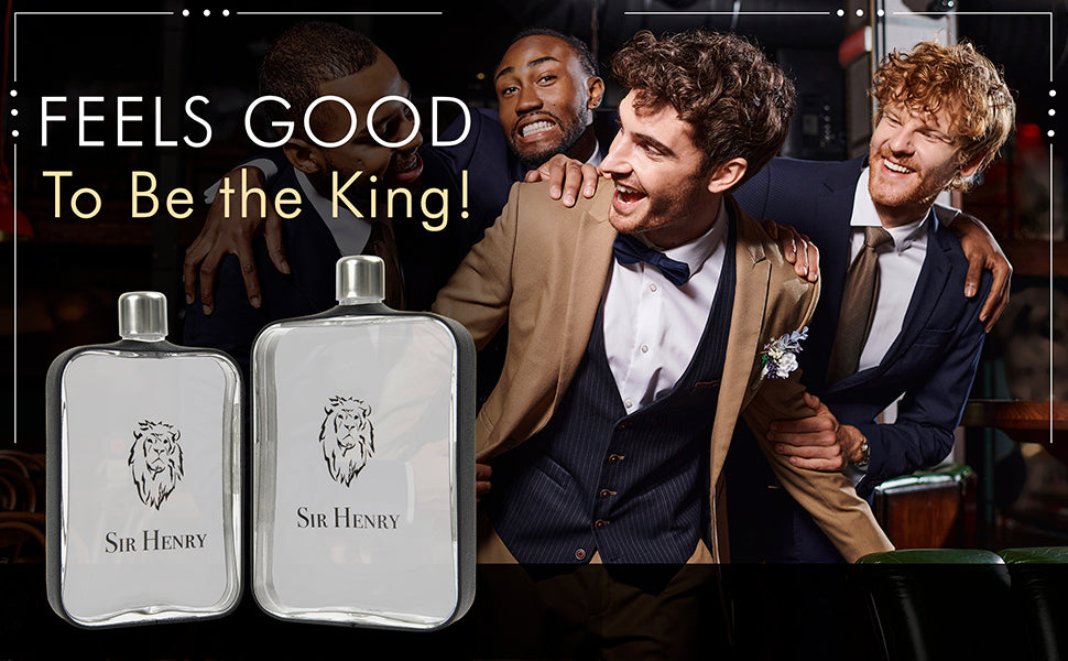 group_of_friends_celebrating_with_Sir_Henry_flask_-_feels_good_to_be_the_king